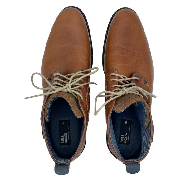 BULL BOXER Leather Oxford Cognac Ankle Boots - Picture 8 of 9